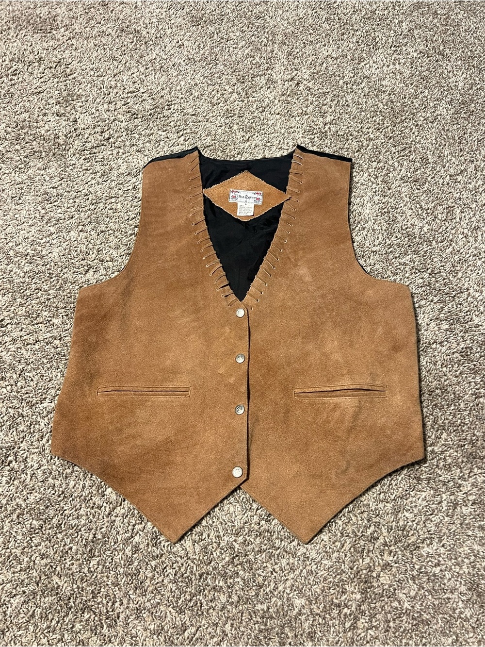80’s Genuine Leather Womens Brown Vest - Classic Western Style